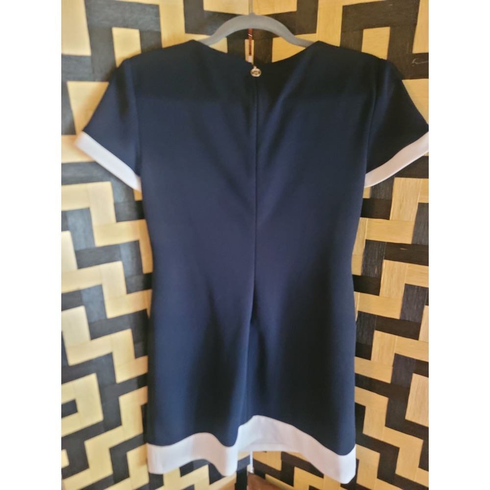 Tommy Hilfiger Women's Navy Blue And White Dress With Gold Buttons Size 6 - Picture 2 of 3